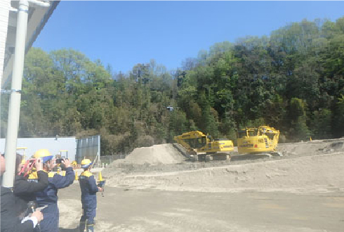 ドローンによるICT技術の実習 コマツIOTセンタ中国にて